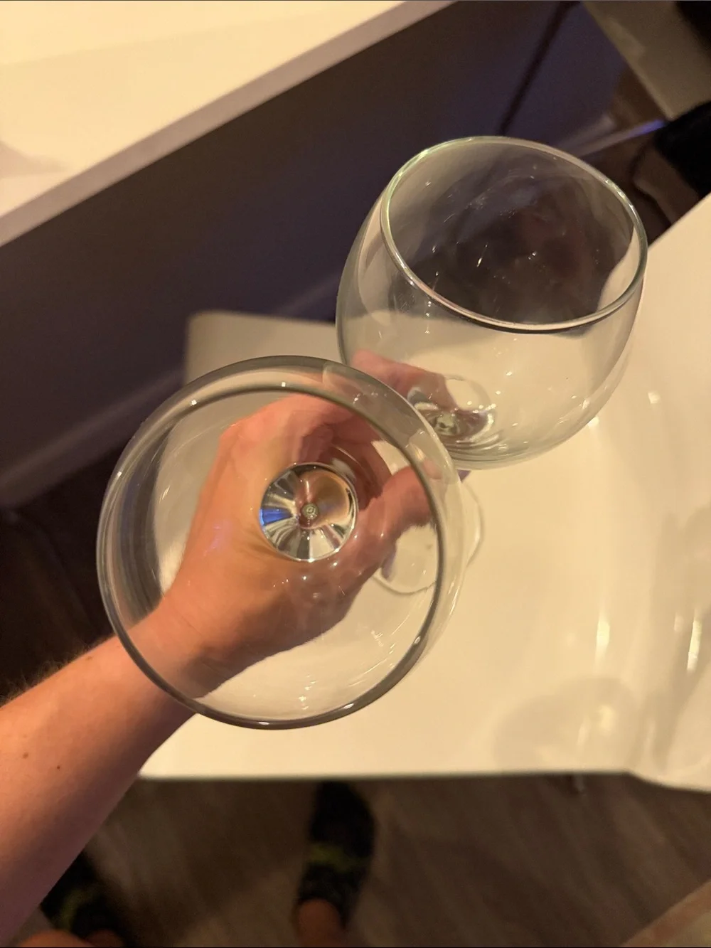 Vintage Clear Stemmed Wine Glasses - Set of 2